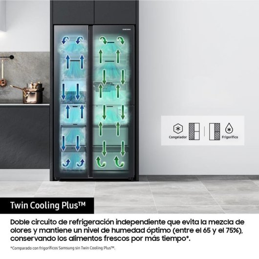 Frigorífico americano Samsung RS70F67KCTEF Total No Frost 178cm 634L C Inox WiFi IA