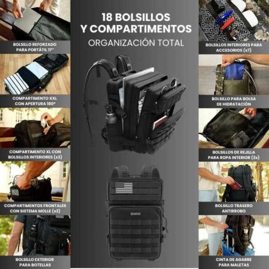 Numada Army B50 Mochila Táctica Negronegro