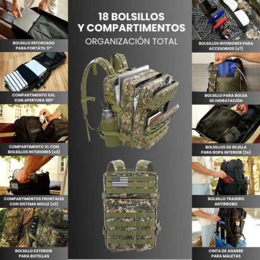 Numada Army B50 Mochila Táctica Verde Militarverde Militar
