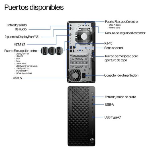 PC de bureau HP EliteDesk 8 G1i Tower Intel Core Ultra 7 265 16Go 512Go SSD Windows 11 Pro Bluetooth 5.4 WiFi 7