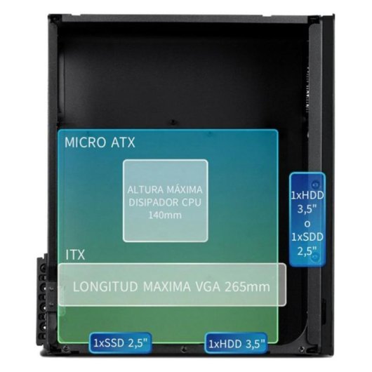 Boîtier PC CoolBox M870 Micro ATX USB-C 3.2 Gen1 500W Noir