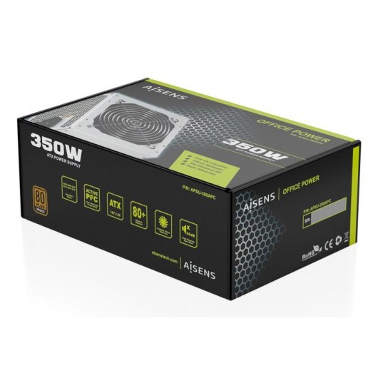 Fonte de Alimentação AISENS ATX 350W Certificação 80 PLUS Bronze Ventilação Ativa