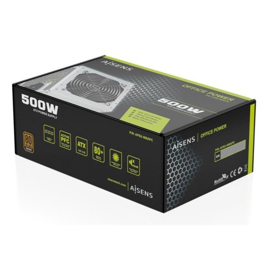 Fonte de Alimentação AISENS APSU-500APC 500W Certificação 80 PLUS Bronze branca