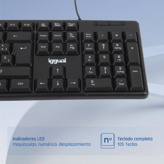 Teclado IGGUAL CK-STANDARD-105T com fios USB completo QWERTY preto