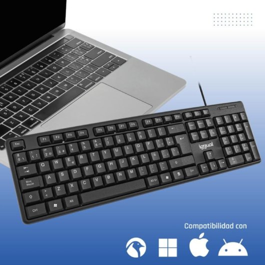 Teclado IGGUAL CK-STANDARD-105T com fios USB completo QWERTY preto