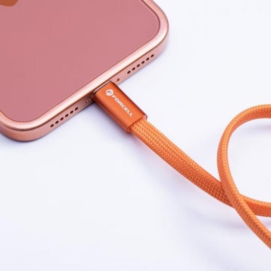 USB-C-Kabel Forcell Cafule Flat 60W 3A 1,20 m Orange