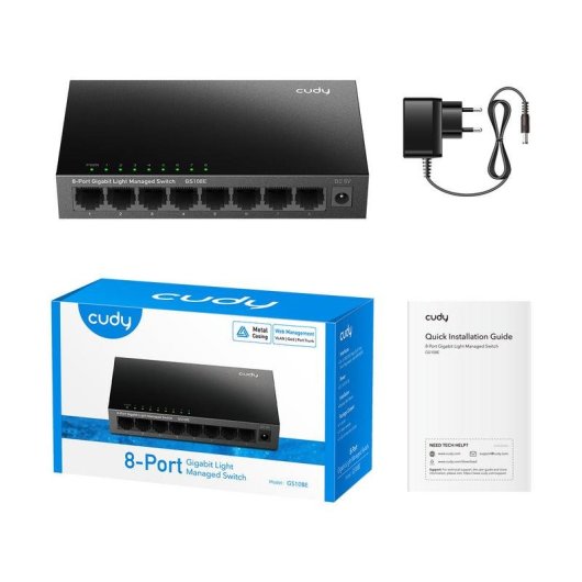 8-Port Gigabit Managed L2 Switch Cudy GS108E mit Wandmontage