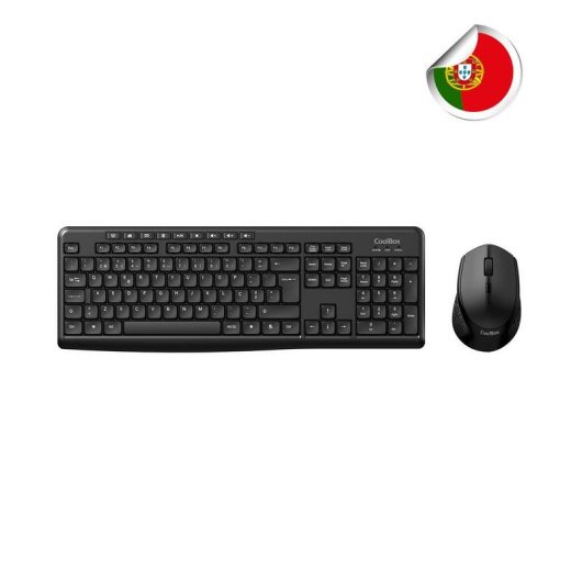 Teclado CoolBox completo sem fios com rato ergonómico português