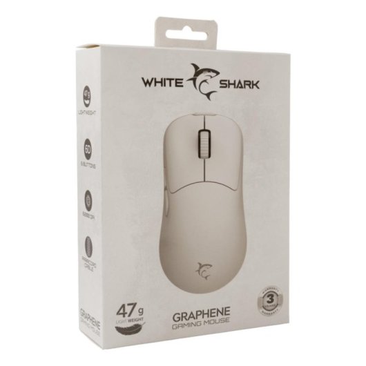 Rato White Shark GRAPHENE-W USB Type-A + PS/2 12400 DPI Branco 6 Botões