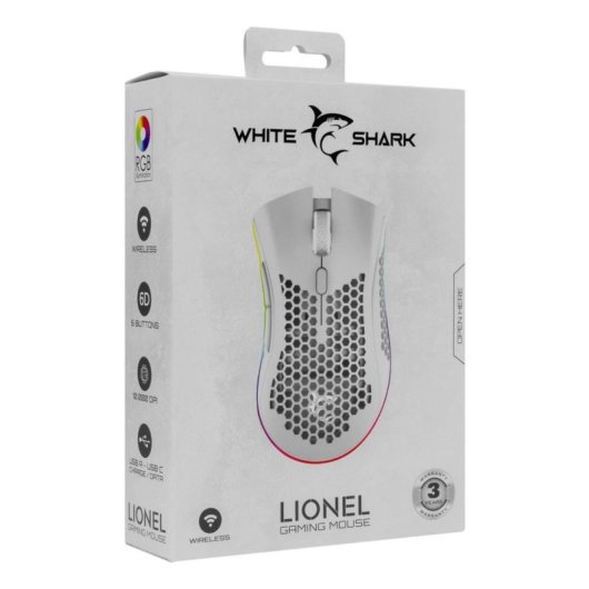 Rato White Shark LIONEL Bluetooth Óptico 10000 DPI Branco 6 Botões