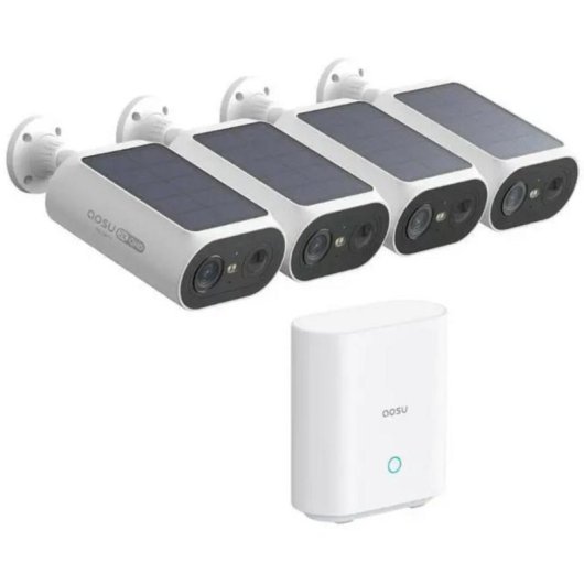 Videocamere di sorveglianza AOSU C8E-4H 2K Visione Notturna Esterna Pannello Solare Allarme Audio Bidirezionale