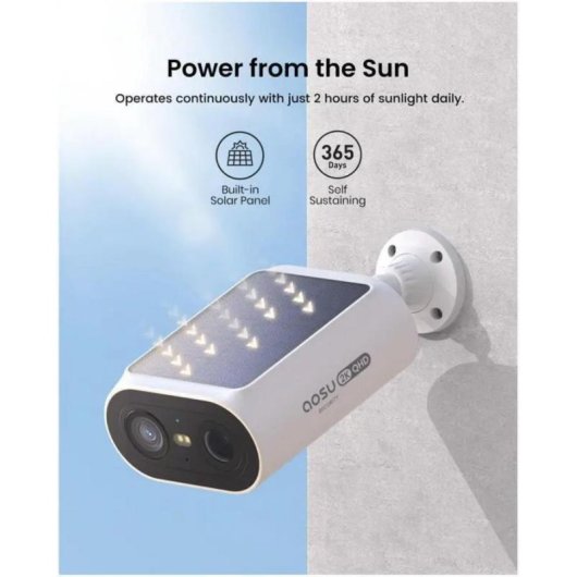 Videocamere di sorveglianza AOSU C8E-4H 2K Visione Notturna Esterna Pannello Solare Allarme Audio Bidirezionale