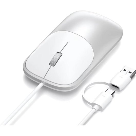 Ratón Satechi Slim LX USB-C 1200 DPI Argent Blanc Ergonomique Ambidextre