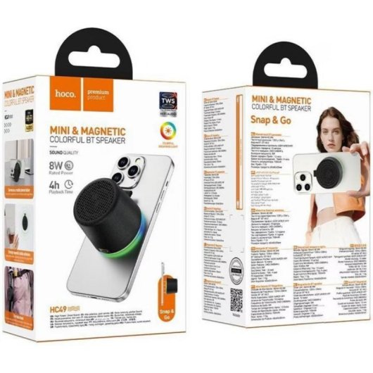 Haut-parleurs Hoco compacts Bluetooth 8W avec batterie et module magnétique