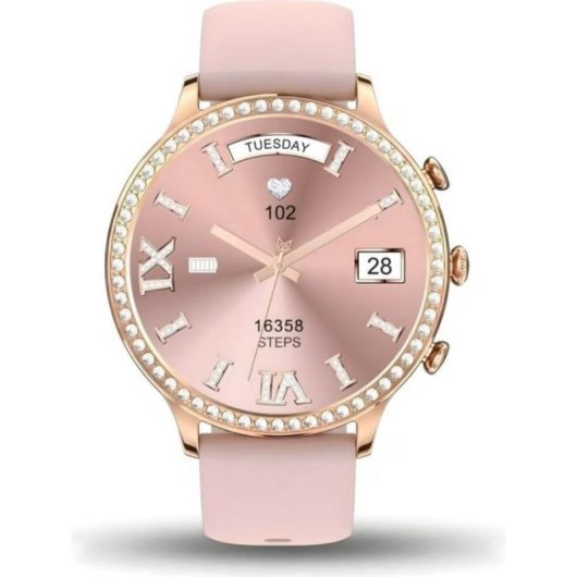 Gravity GT5-5 Bluetooth 1,32" Rose Gold Bracelet Acier Silicone IP68 Tensiomètre