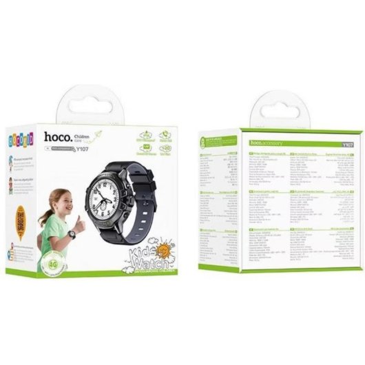 Hoco Y107 4G GPS Bluetooth 1,28" Noir Taille Unique IP54 Alerte SOS
