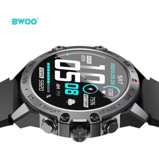 Bwoo WA-08 Bluetooth GPS 36mm Schwarz IP67 Pulsmesser Blutdruckmesser