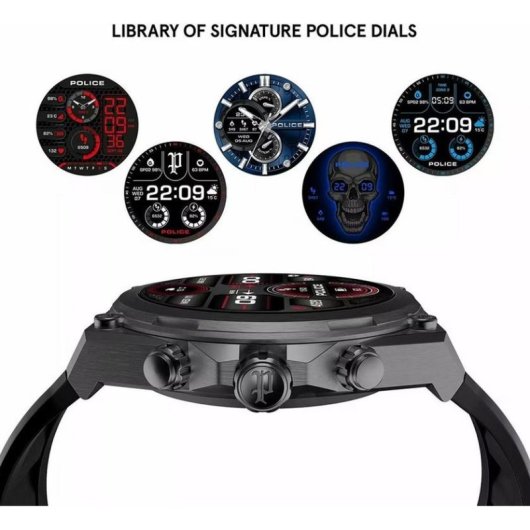 Police PEIUN00003X1 Bluetooth 47,5mm Gunmetal Noir IP68 5ATM Cardiofréquencemètre