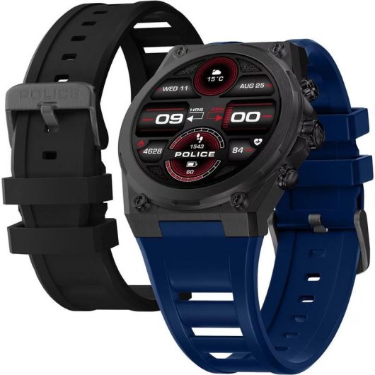 Police PEIUN00003X1 Bluetooth 47,5mm Gunmetal Noir IP68 5ATM Cardiofréquencemètre