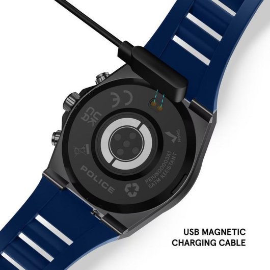Police PEIUN00003X1 Bluetooth 47,5mm Gunmetal Noir IP68 5ATM Cardiofréquencemètre