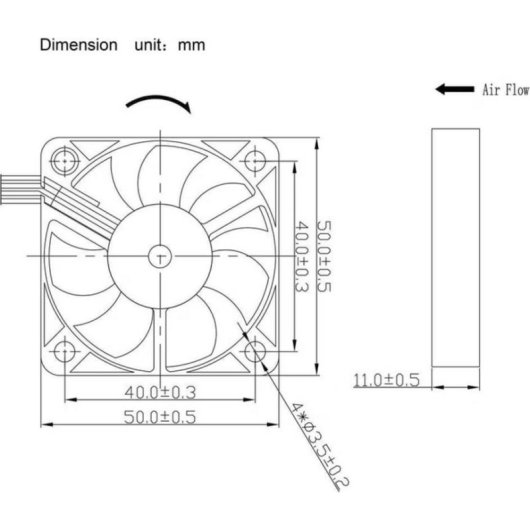 Refrigeración aire Tru Components 50 mm TC-MX5010 compacto y silencioso