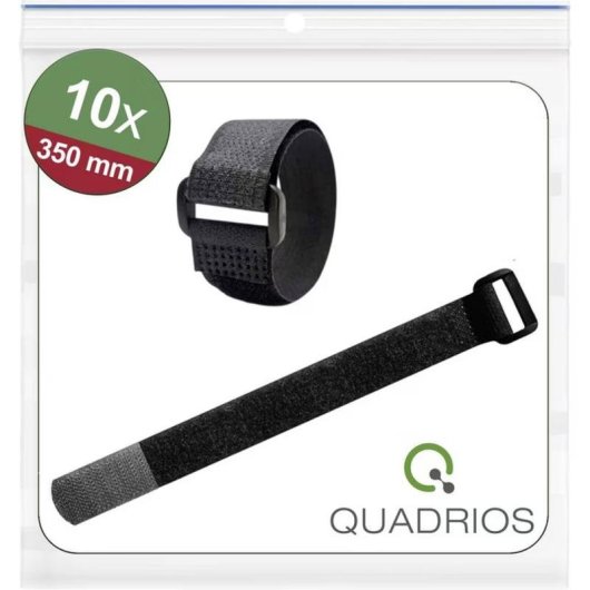 Brida de velcro Quadrios 350 mm x 20 mm poliamida Negra 10 unidades