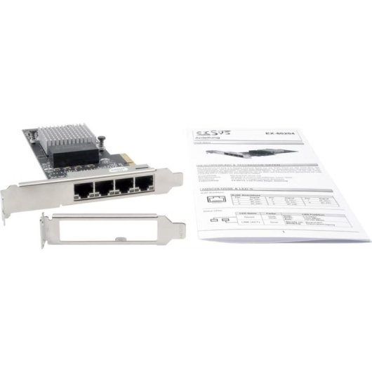 Tarjeta de red Exsys EX-60204 PCI Express x4 1 Gbit/s 4 puertos RJ45 Gigabit