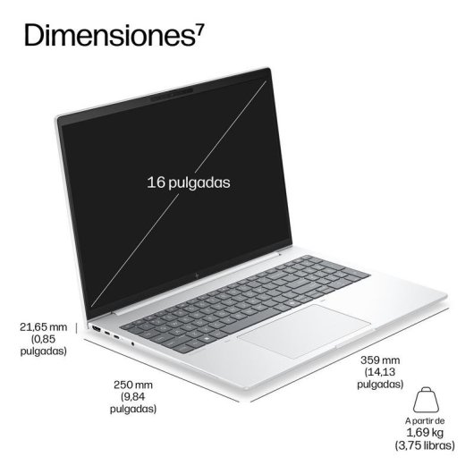 Portátil HP EliteBook 8 G2i 16" Intel Core Ultra 7 32GB 1TB SSD Gráficos Intel Windows 11 Pro Pantalla IPS