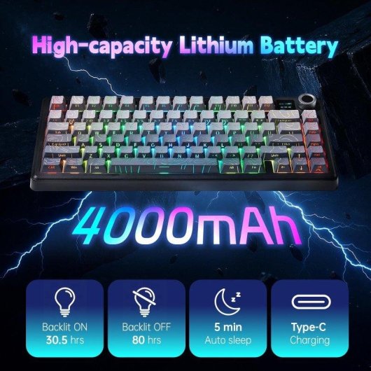 Clavier Aula F75 Max sans fil 75% Hot-swappable écran TFT RGB PBT
