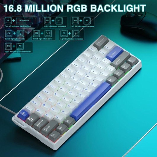 Clavier Aula Win60 He Max Magnétique Compact 60% 8000Hz RGB Hot-swappable