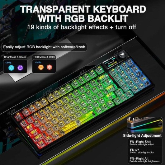 Tastiera Aula F98 Pro meccanica wireless trasparente RGB Hot-swappable