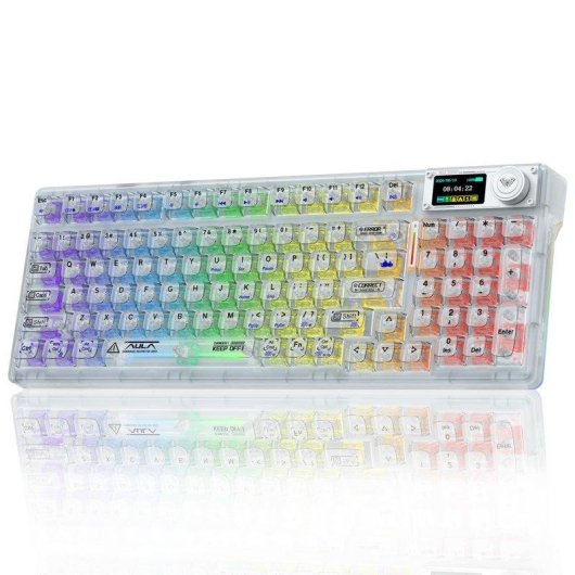 Teclado Aula F98 Pro mecánico inalámbrico RGB Hot-Swap con pantalla OLED