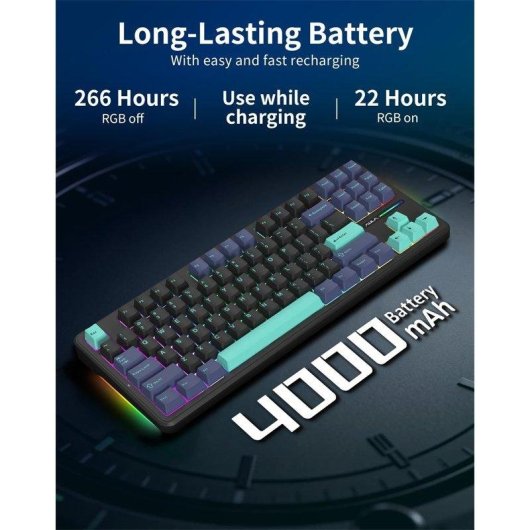 Clavier Aula F87 Pro sans fil 87 touches triple mode Hot Swappable 4000mAh