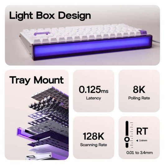 Teclado Aula Hero84 HE Magnético 75% Compacto RGB Hot-swappable