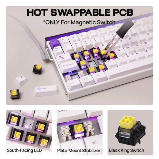 Teclado Aula Hero84 HE Magnético 75% Compacto RGB Hot-swappable
