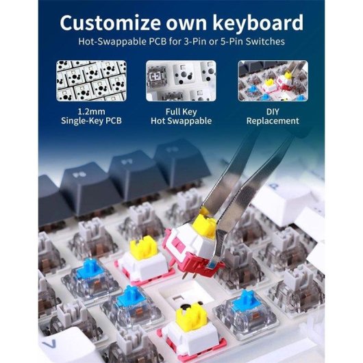 Clavier Aula F87 Pro sans fil 87 touches RGB Hot-swap Gasket