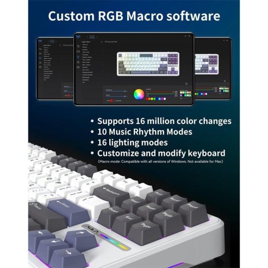 Clavier Aula F87 Pro mécanique sans fil 87 touches Gasket Hot-swappable RGB