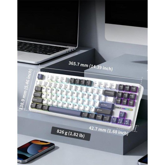 Clavier Aula F87 Pro mécanique sans fil 87 touches Gasket Hot-swappable RGB