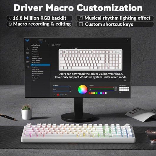 Clavier Autrucker F99 Pro sans fil silencieux RGB Hot-swap Gasket 8000mAh PBT