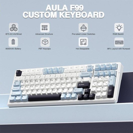 Clavier Autrucker Aula F99 96% Hot-swappable RGB Batterie 8000mAh