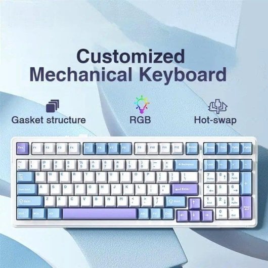Teclado Autrucker Aula F99 sem fios tri-modo 8000mAh RGB Hot-swappable Gasket