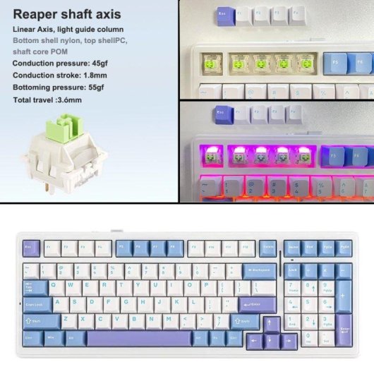 Teclado Autrucker Aula F99 sem fios tri-modo 8000mAh RGB Hot-swappable Gasket