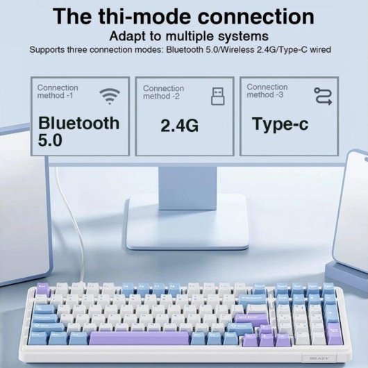 Teclado Autrucker Aula F99 sem fios tri-modo 8000mAh RGB Hot-swappable Gasket
