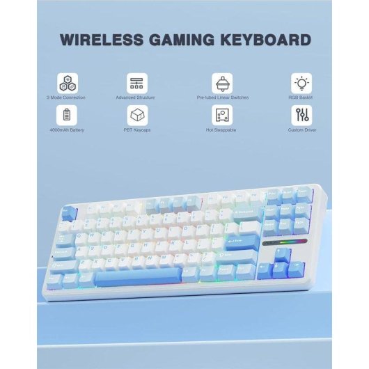 Teclado Autrucker Aula F87 mecánico inalámbrico hot-swappable RGB
