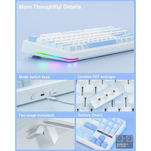 Teclado Autrucker Aula F87 mecánico inalámbrico hot-swappable RGB