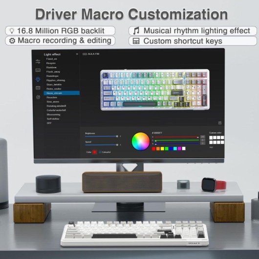 Teclado mecánico inalámbrico Autrucker Aula F99 96% RGB hot-swappable batería 8000 mAh