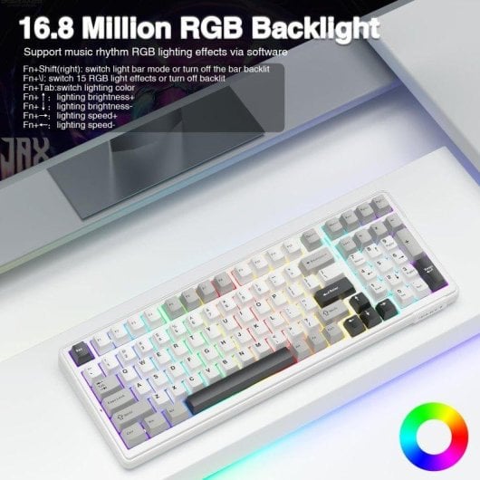Teclado mecánico inalámbrico Autrucker Aula F99 96% RGB hot-swappable batería 8000 mAh