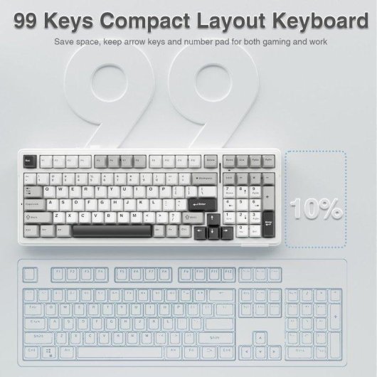 Teclado mecánico inalámbrico Autrucker Aula F99 96% RGB hot-swappable batería 8000 mAh