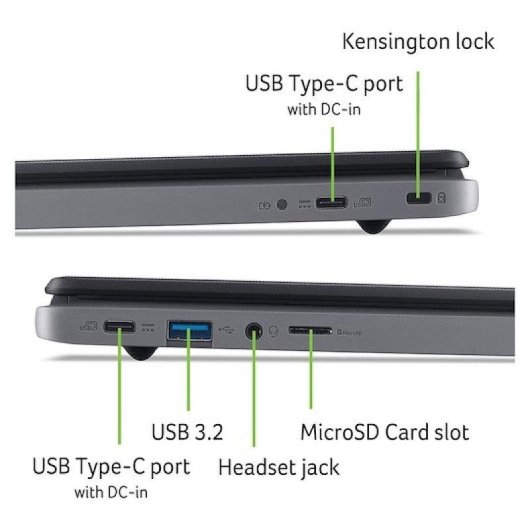 Ordinateur portable Acer Chromebook 311 C723T-TCO-K94P 11.6" Kompanio 528 8Go 64Go eMMC Arm Mali ChromeOS