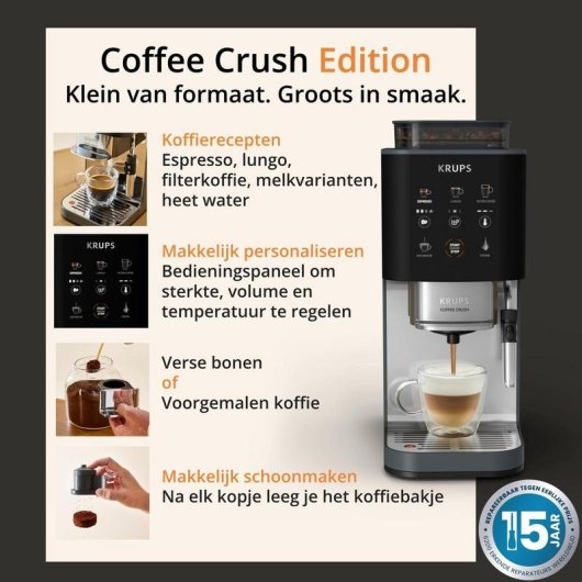 Cafetera Espresso Krups Coffee Crush Edition SA404BE1 1,8 L 15 Bares Molinillo
